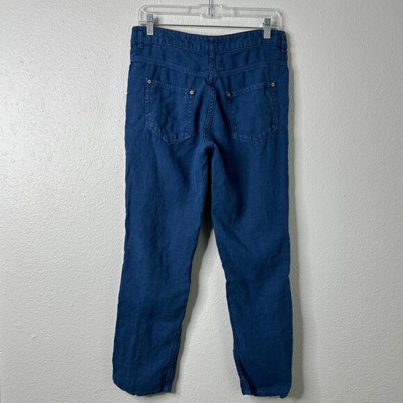 Poetry Linen Pants Blue Womens Size 8 5-Pocket Zip Fly Button Closure - Picture 5 of 8